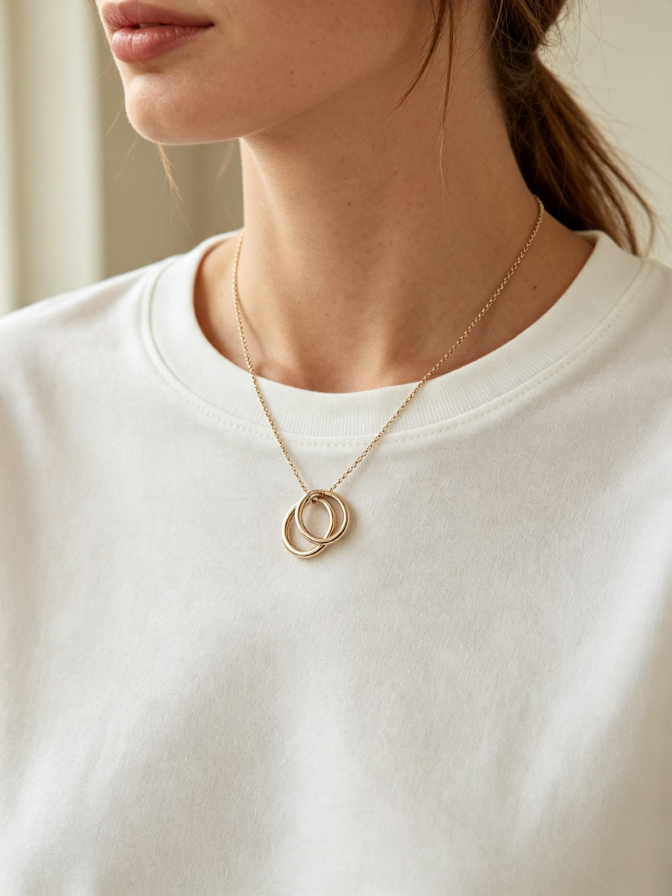 Double-ring pendant necklace Double-ring pendant necklace