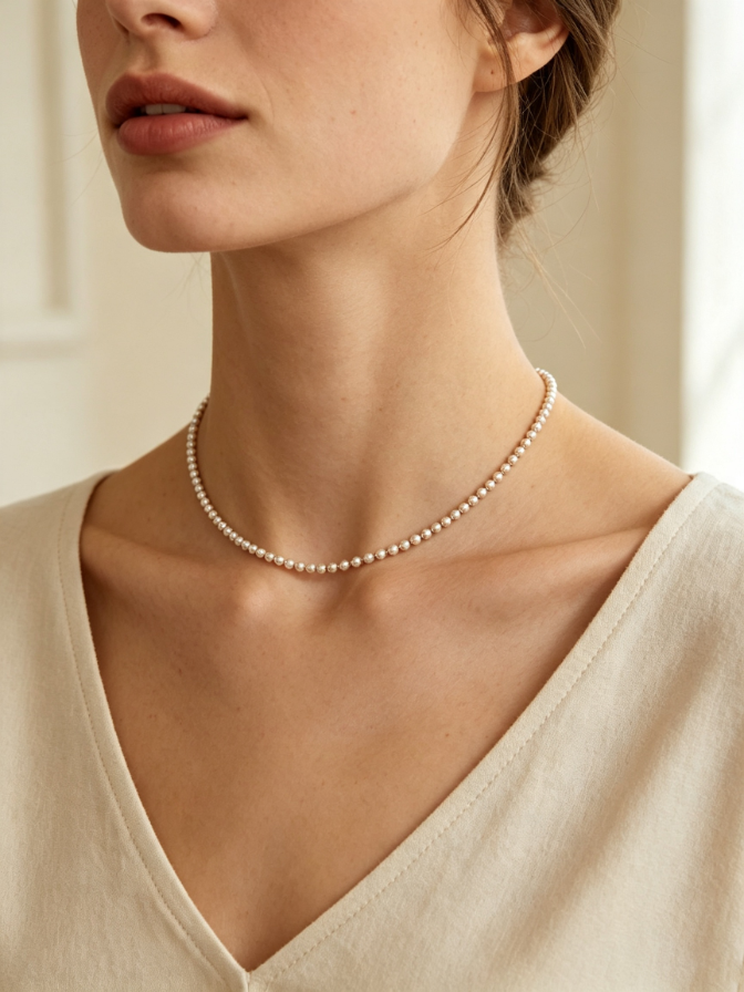 Beaded chain choker necklace Beaded chain choker necklace
