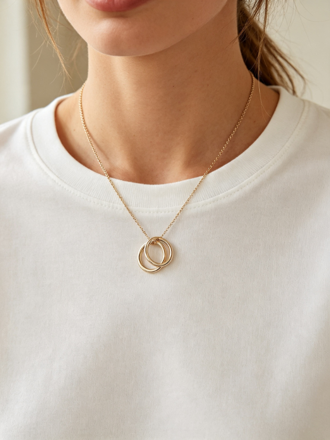 Double-ring pendant necklace