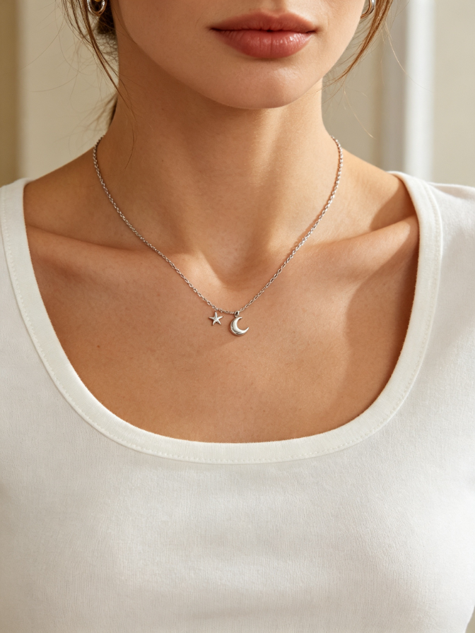 Star and Moon Pendant Necklace