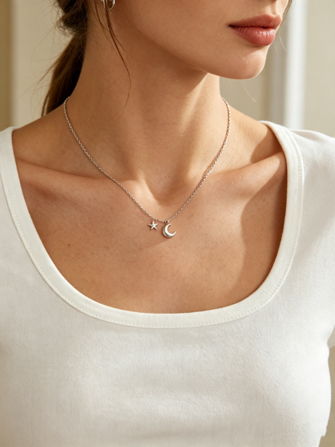 Star and Moon Pendant Necklace Star and Moon Pendant Necklace