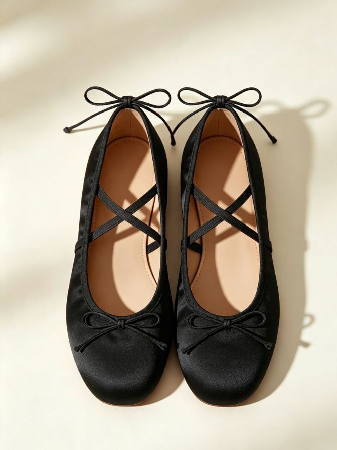 Crisscross Strap Bow Ballet Flats