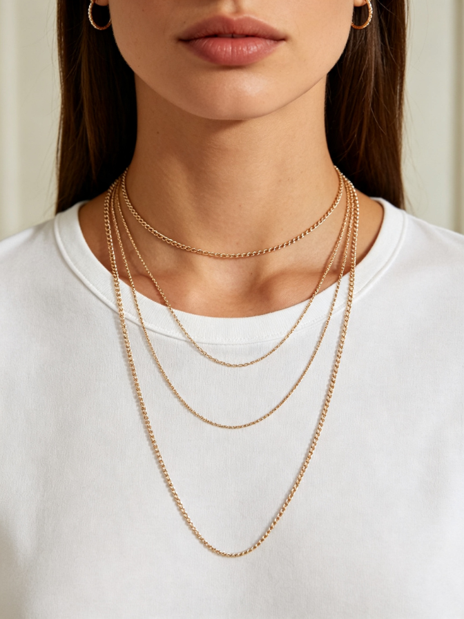 Multi-strand fine chain necklace