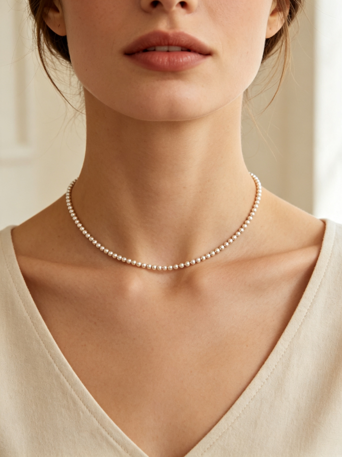 Beaded chain choker necklace